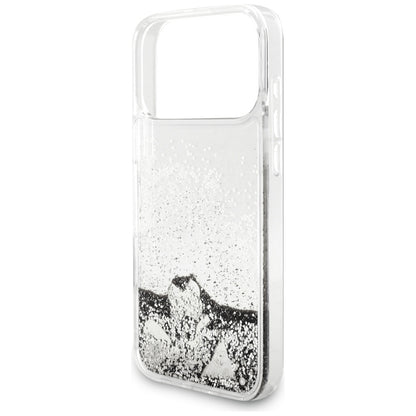 Калъф за Apple iPhone 17 Pro, Guess, Liquid Glitter Charms, Сребрист