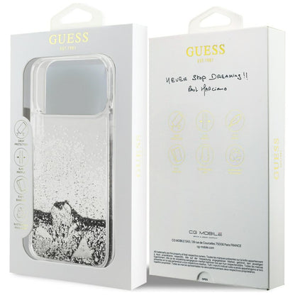 Калъф за Apple iPhone 17 Pro, Guess, Liquid Glitter Charms, Сребрист