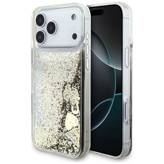 Калъф за Apple iPhone 17 Pro, Guess, Liquid Glitter Charms, Златист