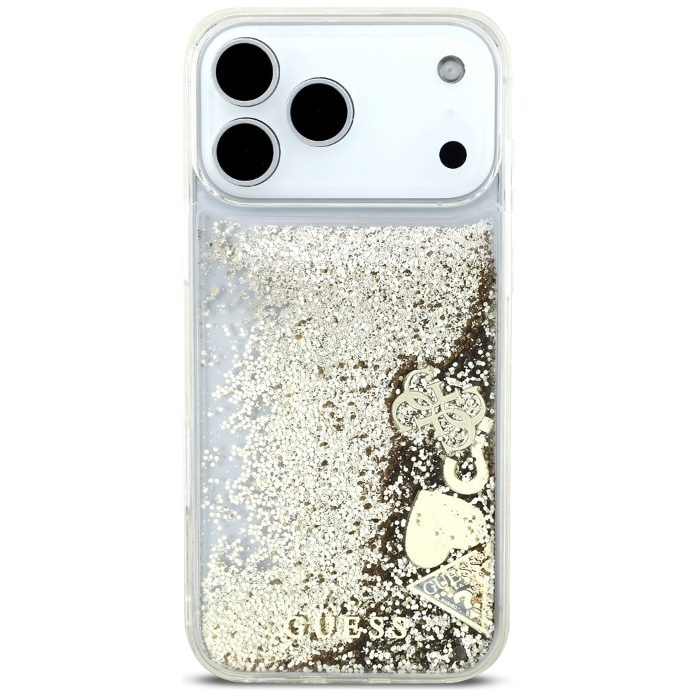 Калъф за Apple iPhone 17 Pro, Guess, Liquid Glitter Charms, Златист