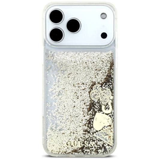 Калъф за Apple iPhone 17 Pro, Guess, Liquid Glitter Charms, Златист