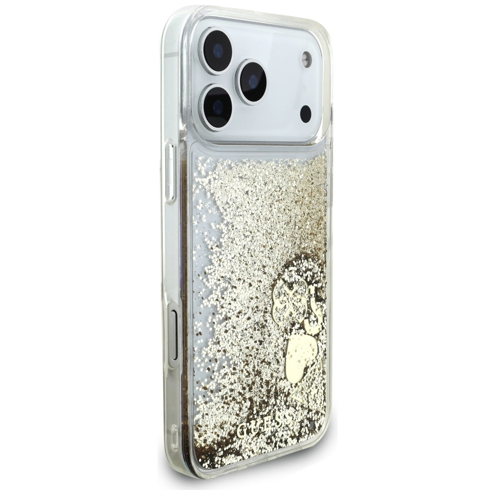 Калъф за Apple iPhone 17 Pro, Guess, Liquid Glitter Charms, Златист