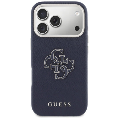 Калъф за Apple iPhone 17 Pro, Guess, Resin Logo, Син
