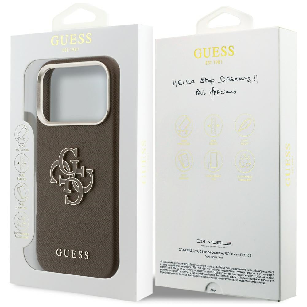 Калъф за Apple iPhone 17 Pro, GUESS, Resin Logo, Кафяв
