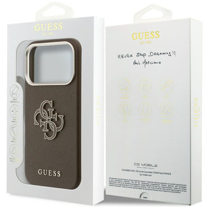 Калъф за Apple iPhone 17 Pro, GUESS, Resin Logo, Кафяв
