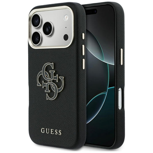 Калъф за Apple iPhone 17 Pro, Guess, Resin Logo, Черен