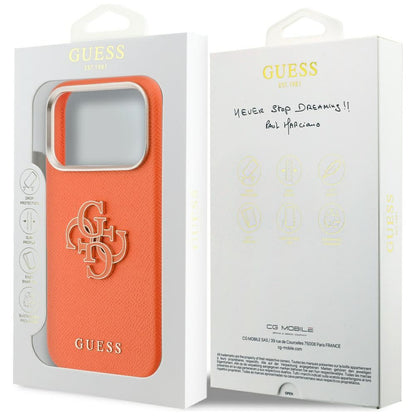 Калъф за Apple iPhone 17 Pro, Guess, Resin Logo, Оранжев