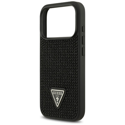 Калъф за Apple iPhone 17 Pro, Guess, Rhinestone Triangle Logo, Черен
