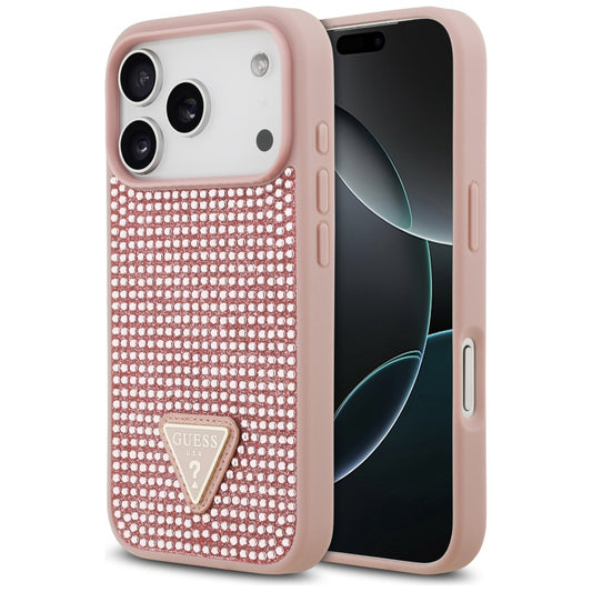 Калъф за Apple iPhone 17 Pro, Guess, Rhinestone Triangle Logo, Розов