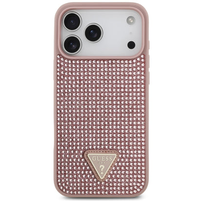 Калъф за Apple iPhone 17 Pro, Guess, Rhinestone Triangle Logo, Розов