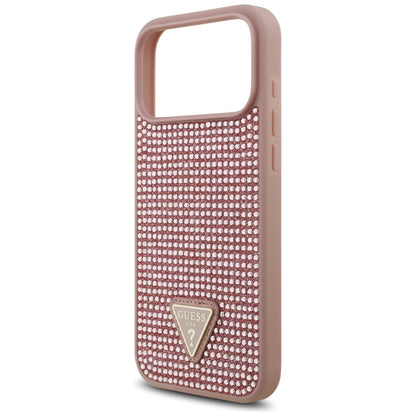 Калъф за Apple iPhone 17 Pro, Guess, Rhinestone Triangle Logo, Розов