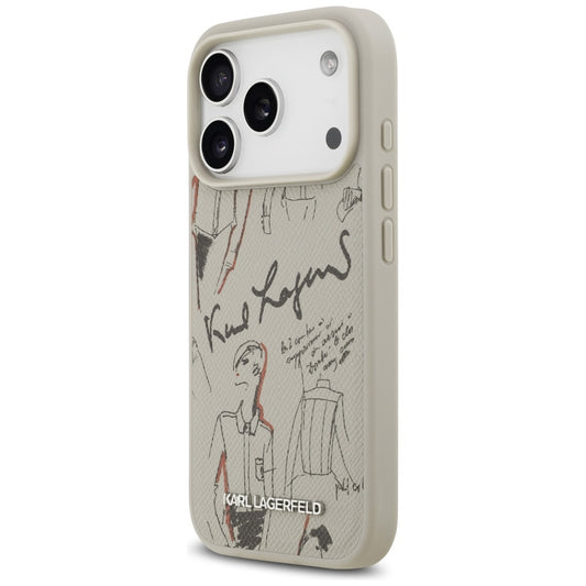 Калъф за Apple iPhone 17 Pro, Karl Lagerfeld, Лого с текстуриран модел, Сив