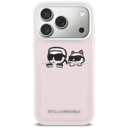 Калъф за Apple iPhone 17 Pro, Karl Lagerfeld, Karl & Choupette Print with Pocket, Розов