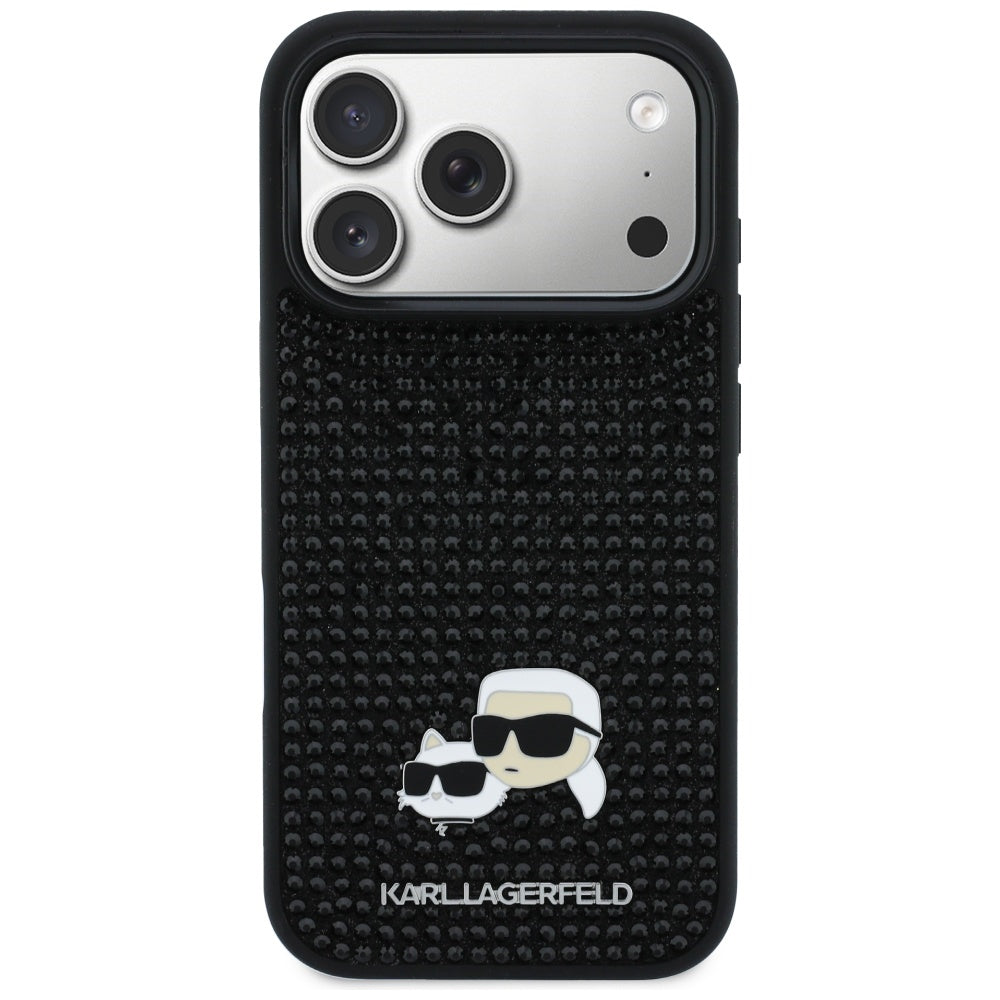 Case for Apple iPhone 17 Pro, Karl Lagerfeld, Rhinestone Karl & Choupette Pins, Black