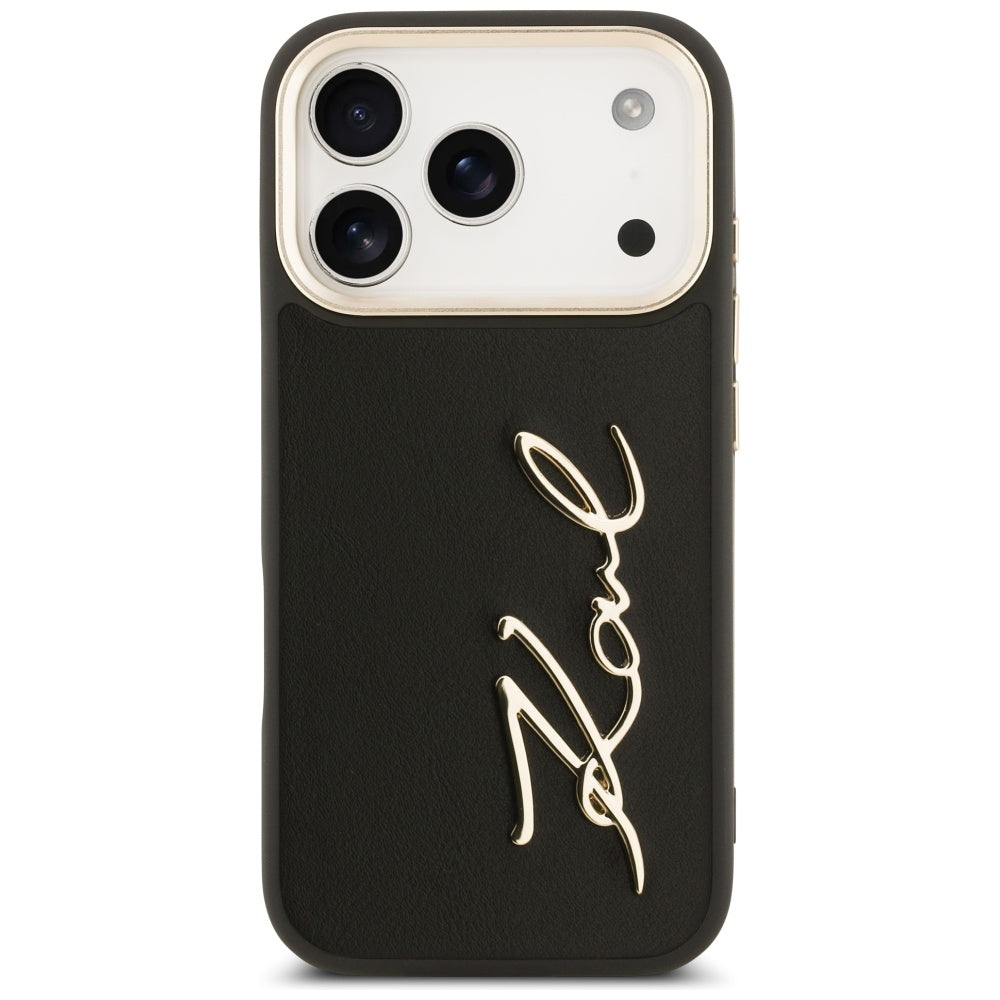 Калъф за Apple iPhone 17 Pro, Karl Lagerfeld, Script Logo, Черен