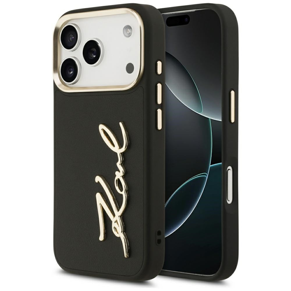 Калъф за Apple iPhone 17 Pro, Karl Lagerfeld, Script Logo, Черен