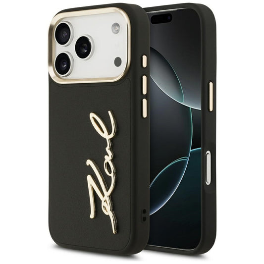 Калъф за Apple iPhone 17 Pro, Karl Lagerfeld, Script Logo, Черен