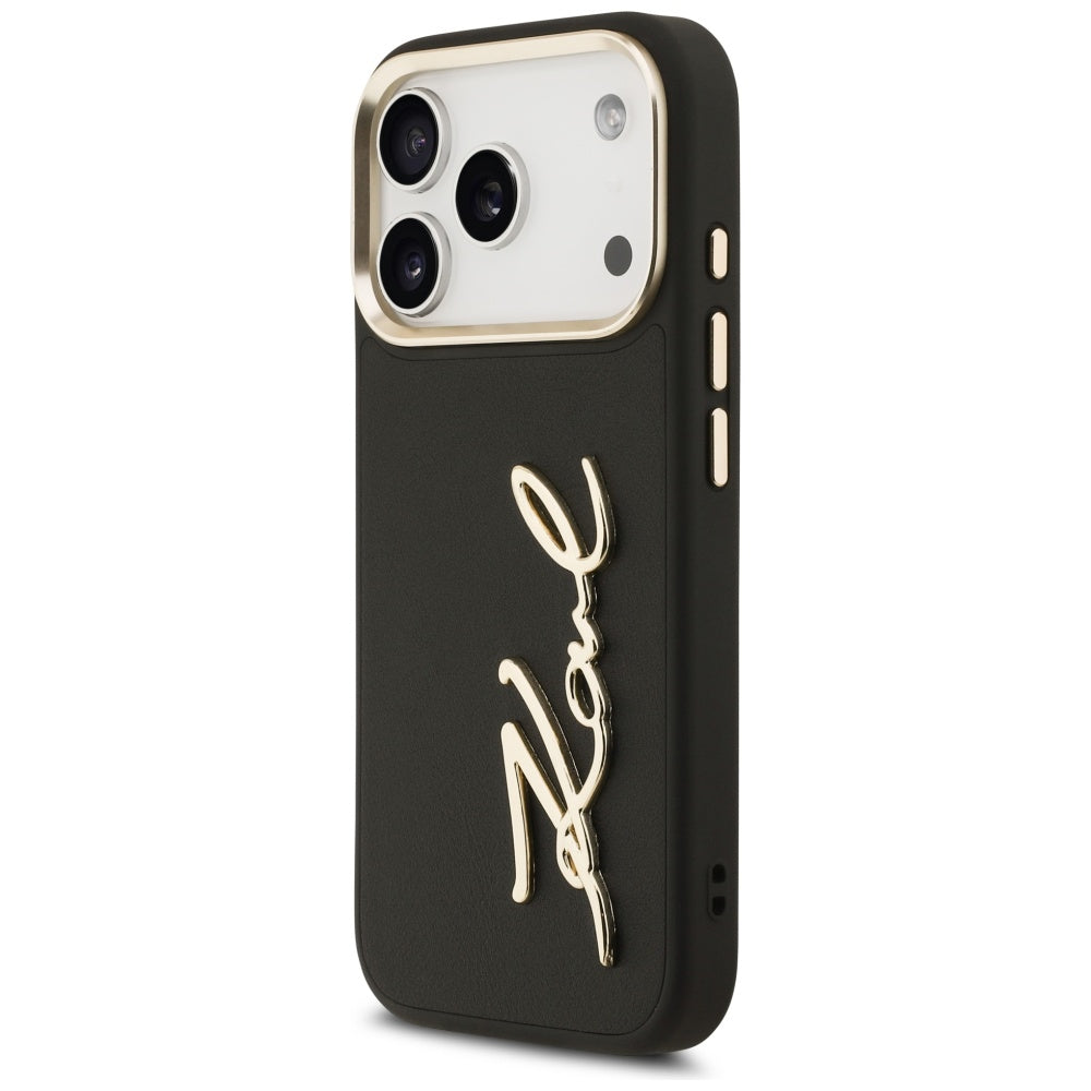 Калъф за Apple iPhone 17 Pro, Karl Lagerfeld, Script Logo, Черен