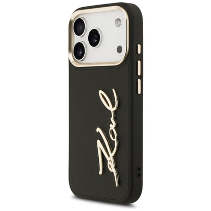 Калъф за Apple iPhone 17 Pro, Karl Lagerfeld, Script Logo, Черен