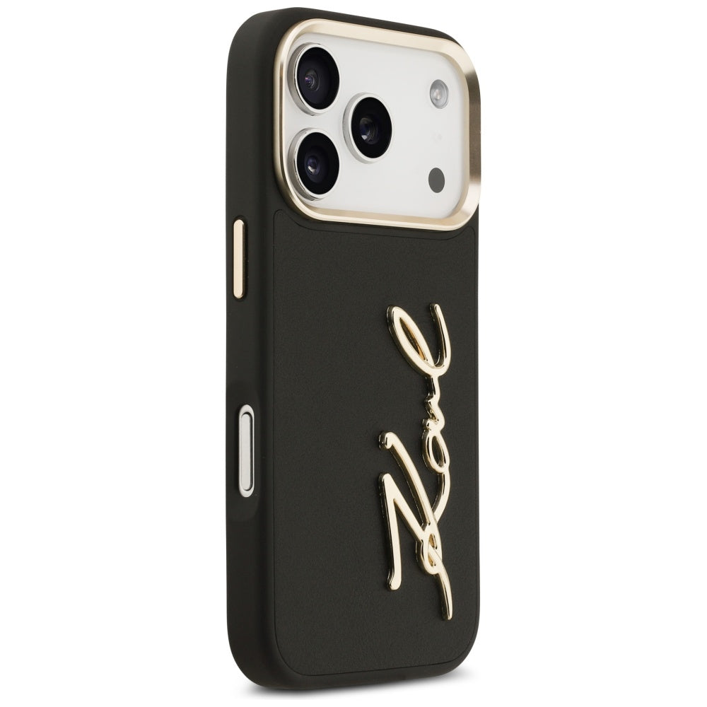 Калъф за Apple iPhone 17 Pro, Karl Lagerfeld, Script Logo, Черен