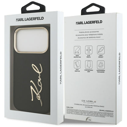 Калъф за Apple iPhone 17 Pro, Karl Lagerfeld, Script Logo, Черен