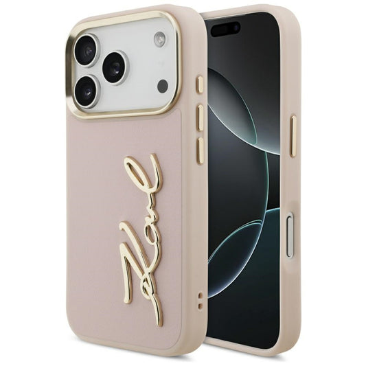 Калъф за Apple iPhone 17 Pro, Karl Lagerfeld, Script Logo, Розов
