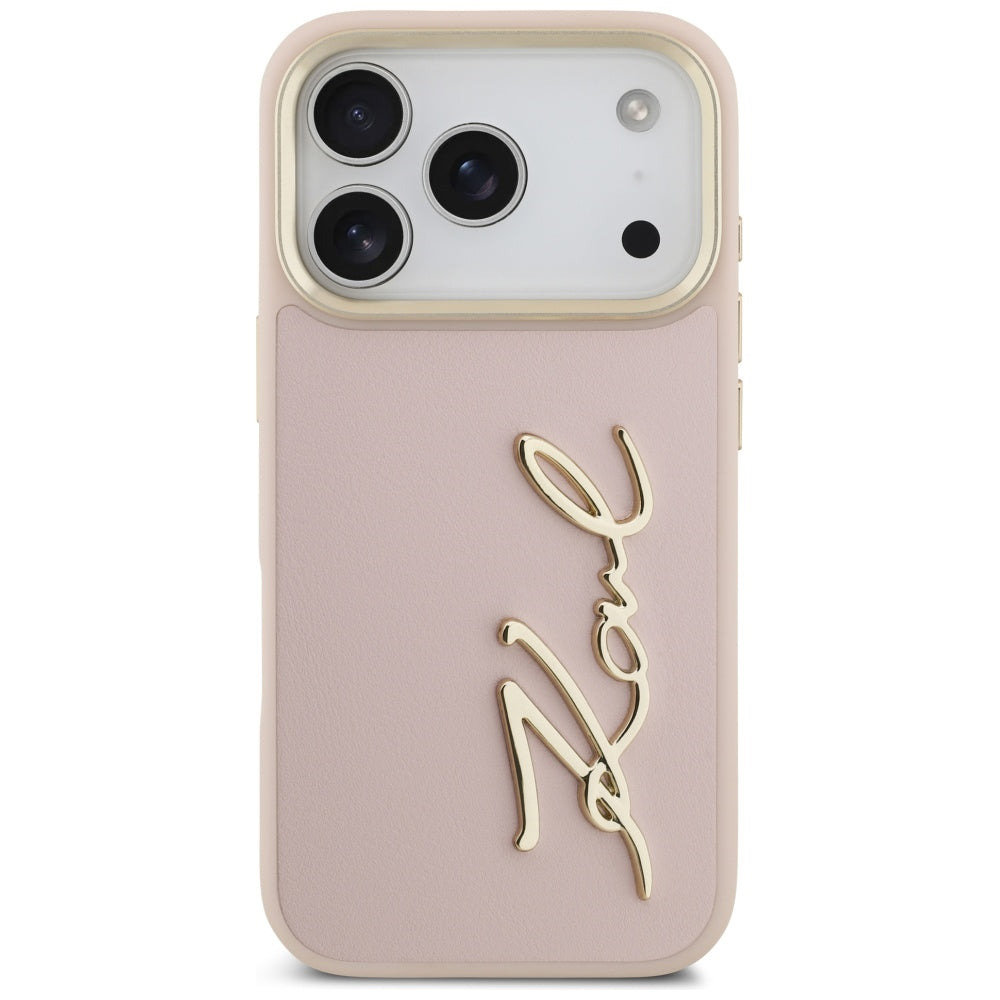 Калъф за Apple iPhone 17 Pro, Karl Lagerfeld, Script Logo, Розов