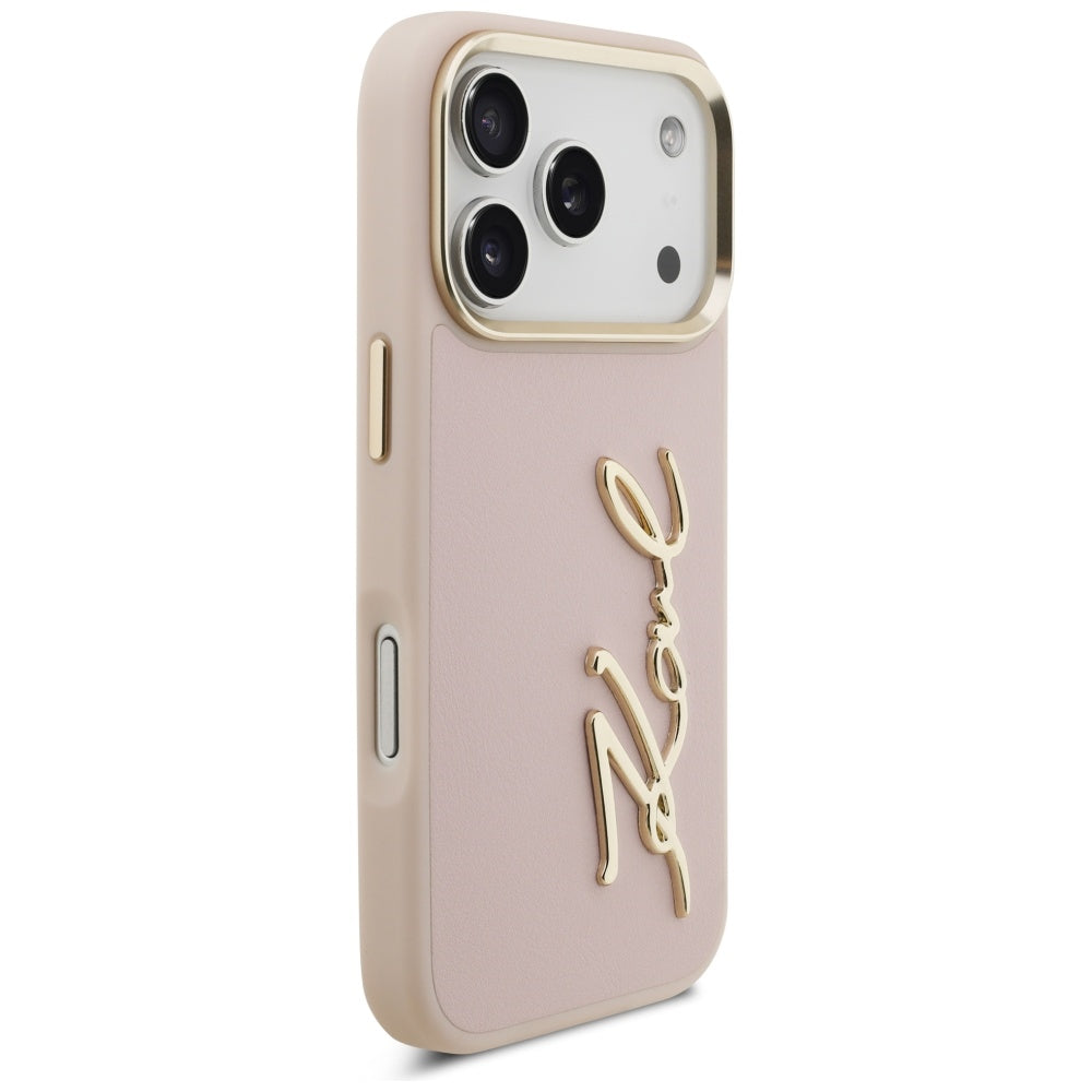 Калъф за Apple iPhone 17 Pro, Karl Lagerfeld, Script Logo, Розов