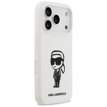 Калъф за Apple iPhone 17 Pro, Karl Lagerfeld, Sketch and Logo Karl, Бял