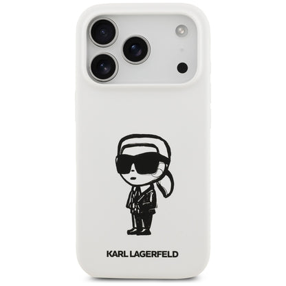 Калъф за Apple iPhone 17 Pro, Karl Lagerfeld, Sketch and Logo Karl, Бял