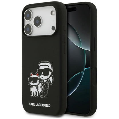 Калъф за Apple iPhone 17 Pro, Karl Lagerfeld, Sketch and Logo Karl & Choupette, Черен