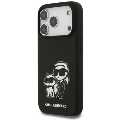Калъф за Apple iPhone 17 Pro, Karl Lagerfeld, Sketch and Logo Karl & Choupette, Черен