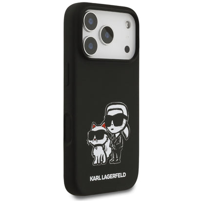 Калъф за Apple iPhone 17 Pro, Karl Lagerfeld, Sketch and Logo Karl & Choupette, Черен