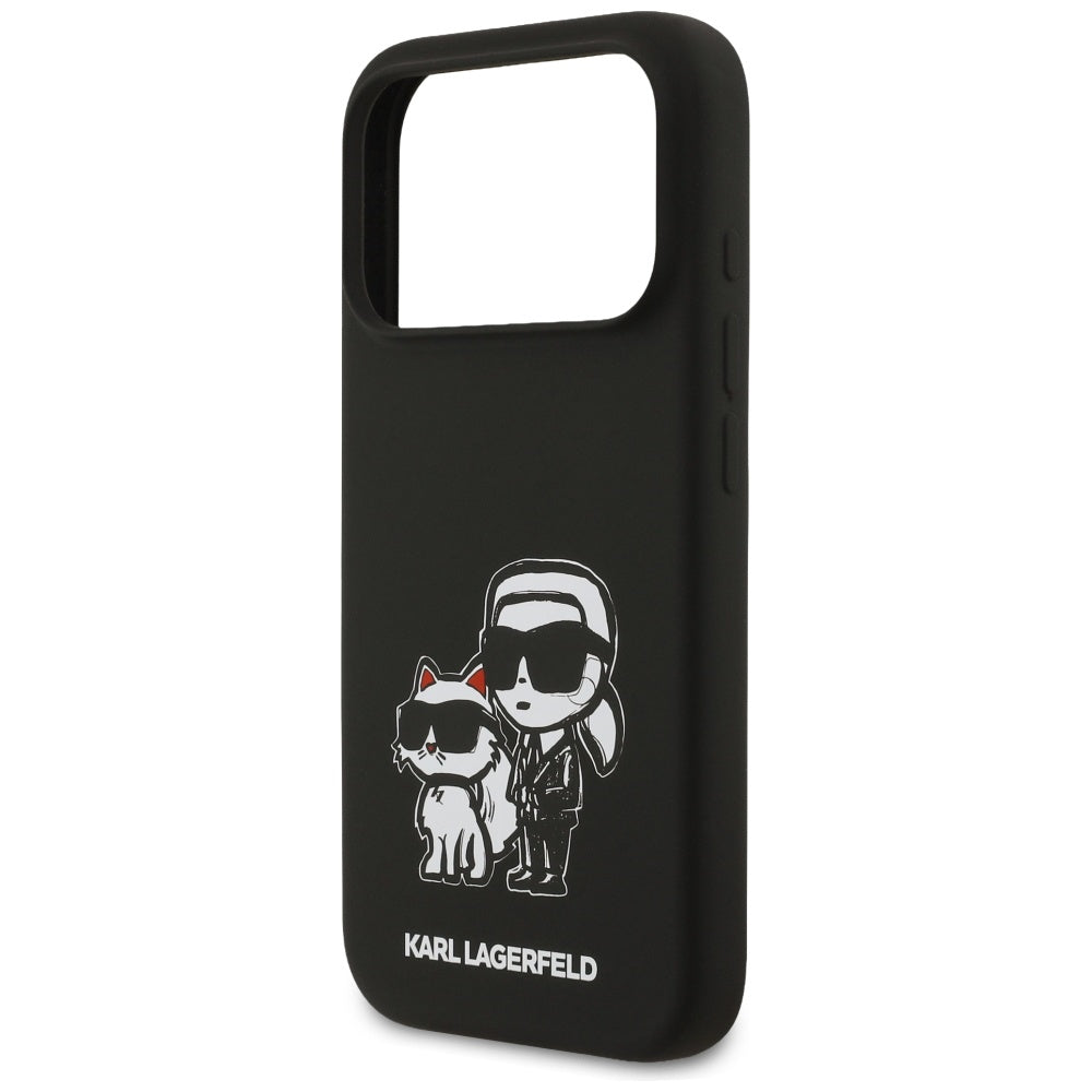 Калъф за Apple iPhone 17 Pro, Karl Lagerfeld, Sketch and Logo Karl & Choupette, Черен