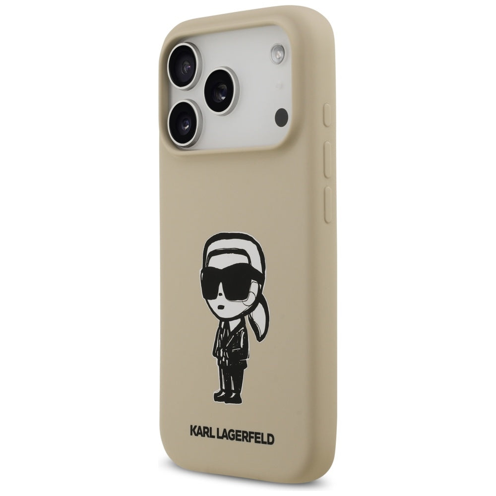 Калъф за Apple iPhone 17 Pro, Karl Lagerfeld, Sketch and Logo Karl, Кафяв