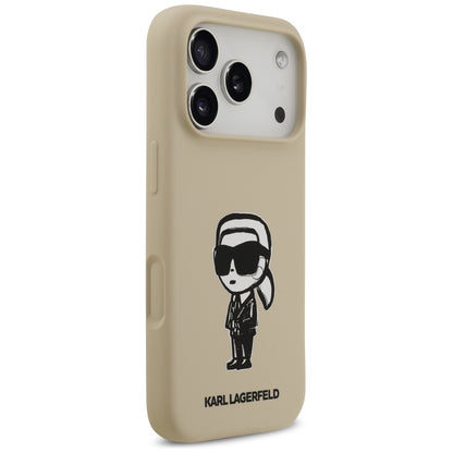Калъф за Apple iPhone 17 Pro, Karl Lagerfeld, Sketch and Logo Karl, Кафяв