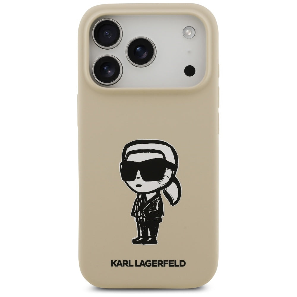 Калъф за Apple iPhone 17 Pro, Karl Lagerfeld, Sketch and Logo Karl, Кафяв
