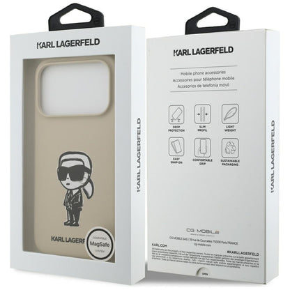 Калъф за Apple iPhone 17 Pro, Karl Lagerfeld, Sketch and Logo Karl, Кафяв