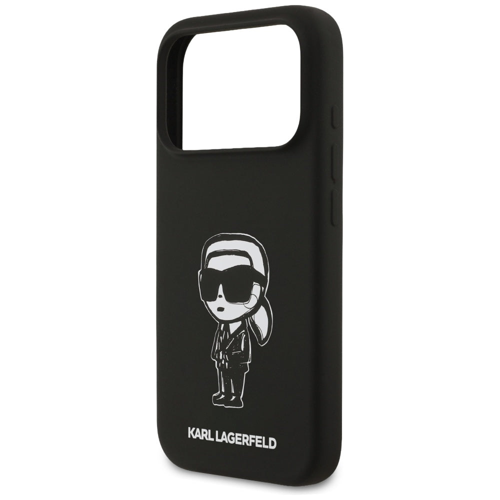 Калъф за Apple iPhone 17 Pro, Karl Lagerfeld, Sketch and Logo Karl, Черен