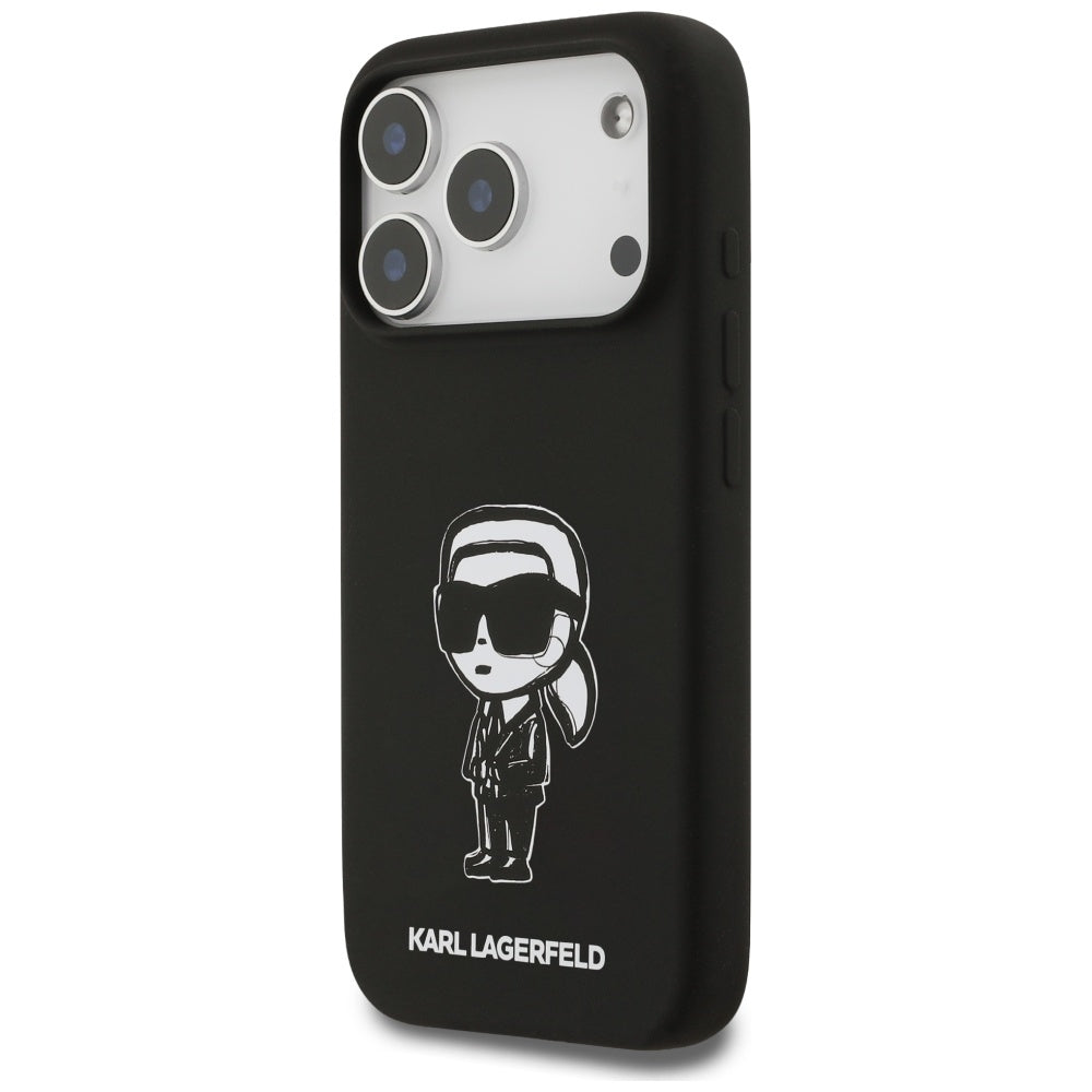Калъф за Apple iPhone 17 Pro, Karl Lagerfeld, Sketch and Logo Karl, Черен