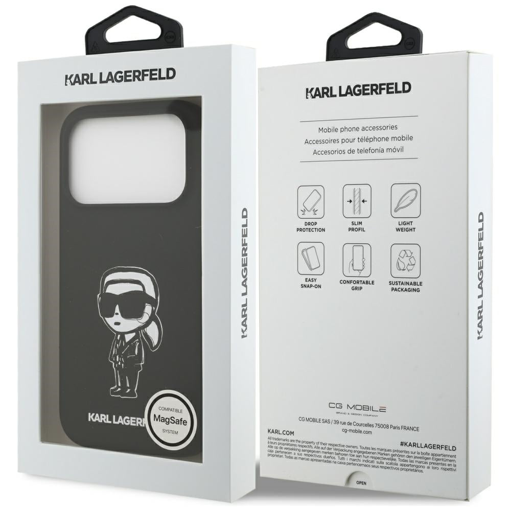 Калъф за Apple iPhone 17 Pro, Karl Lagerfeld, Sketch and Logo Karl, Черен