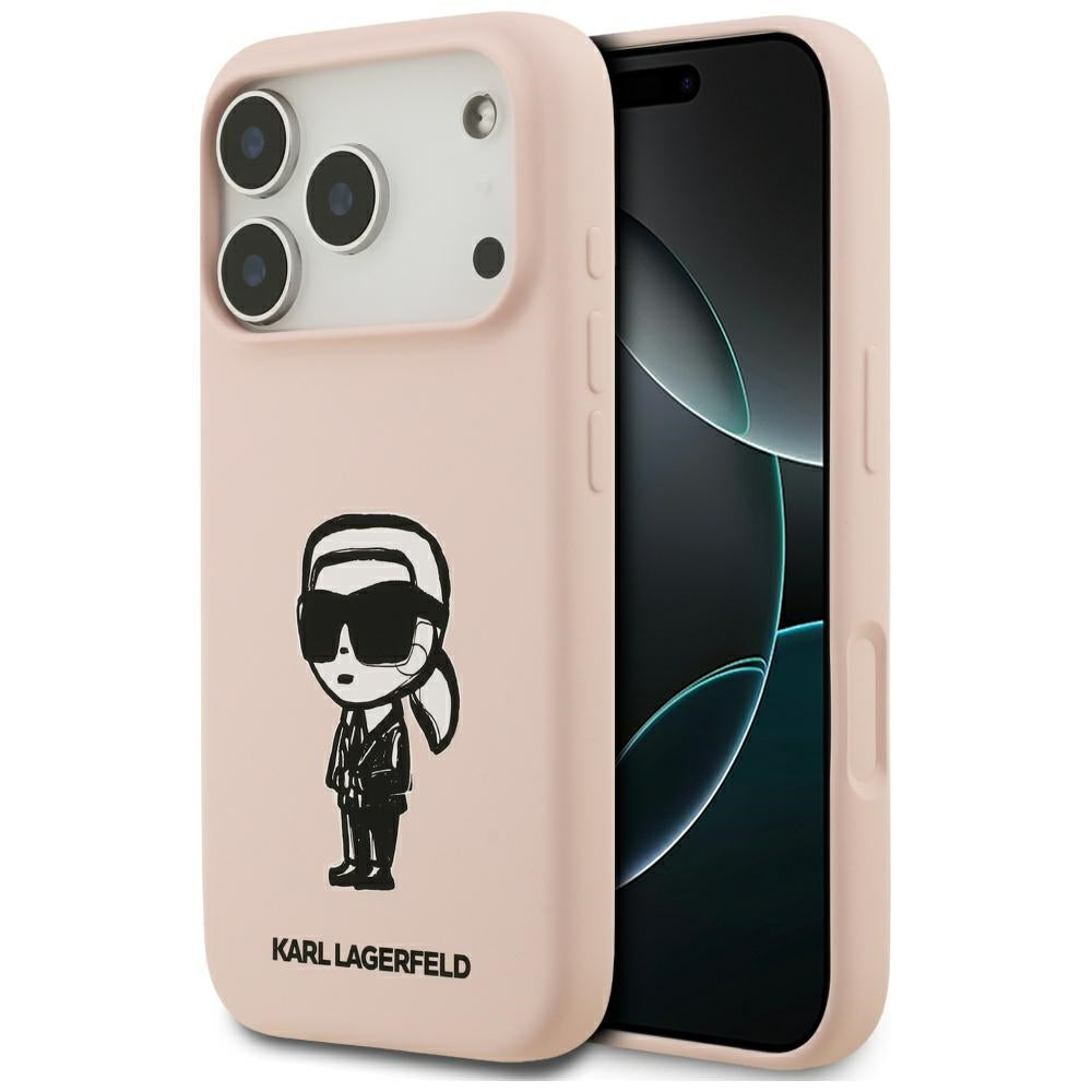 Калъф за Apple iPhone 17 Pro, Karl Lagerfeld, Sketch and Logo Karl, Розов