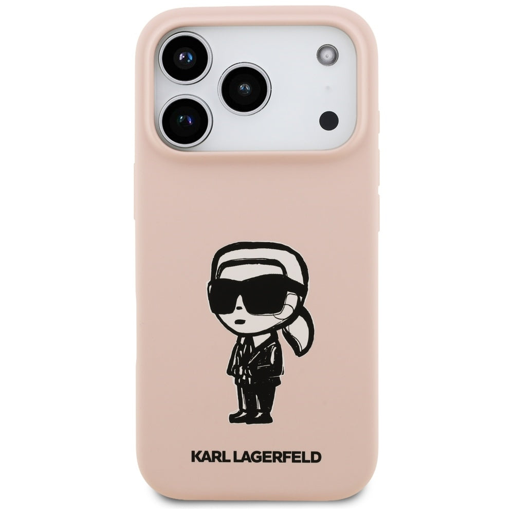 Калъф за Apple iPhone 17 Pro, Karl Lagerfeld, Sketch and Logo Karl, Розов