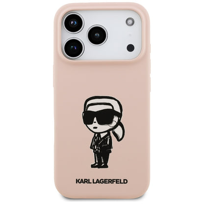 Калъф за Apple iPhone 17 Pro, Karl Lagerfeld, Sketch and Logo Karl, Розов