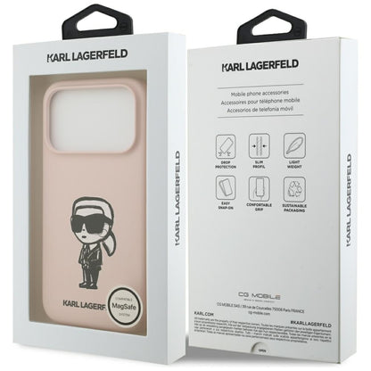 Калъф за Apple iPhone 17 Pro, Karl Lagerfeld, Sketch and Logo Karl, Розов