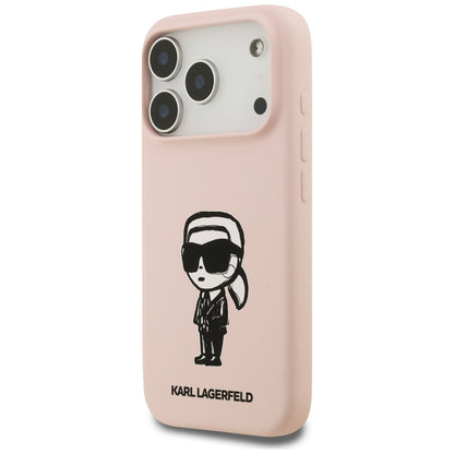Калъф за Apple iPhone 17 Pro, Karl Lagerfeld, Sketch and Logo Karl, Розов