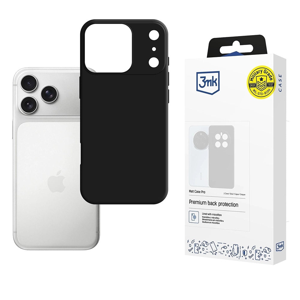 Калъф за Apple iPhone 17 Pro Max, 3MK, Pro, Матиран Черен