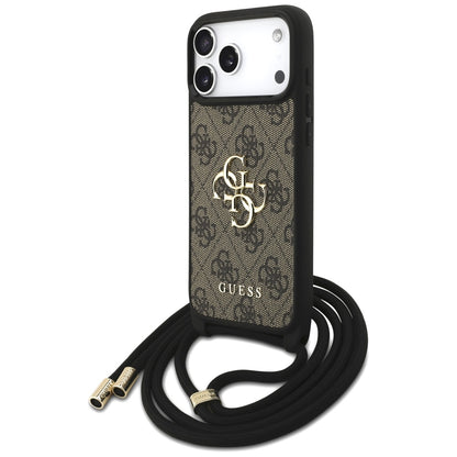 Калъф за Apple iPhone 17 Pro Max, Guess, 4G CBDY Big Logo with Cord Strap, Кафяв