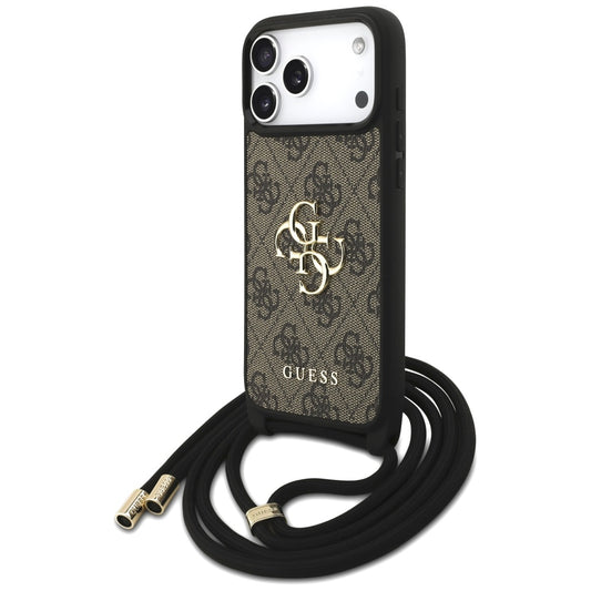 Калъф за Apple iPhone 17 Pro Max, Guess, 4G CBDY Big Logo with Cord Strap, Кафяв