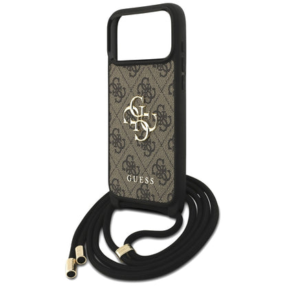 Калъф за Apple iPhone 17 Pro Max, Guess, 4G CBDY Big Logo with Cord Strap, Кафяв